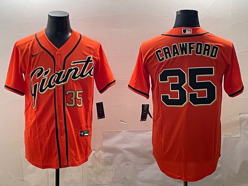 Men San Francisco Giants #35 Crawford Orange Game 2025 Nike MLB Jersey style 4
